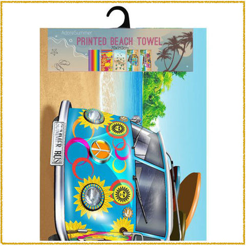 Beach Towel Microfibre Summer Bus Blue