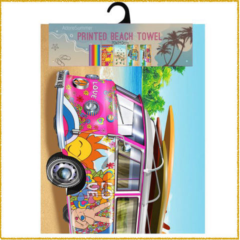 Beach Towel Microfibre Summer Bus Pink
