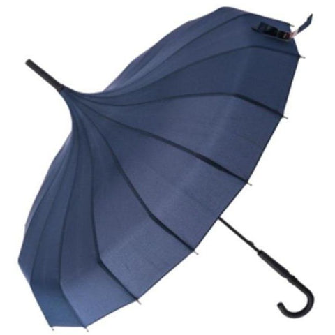 Ladies Umbrella Pagoda Oriental Navy