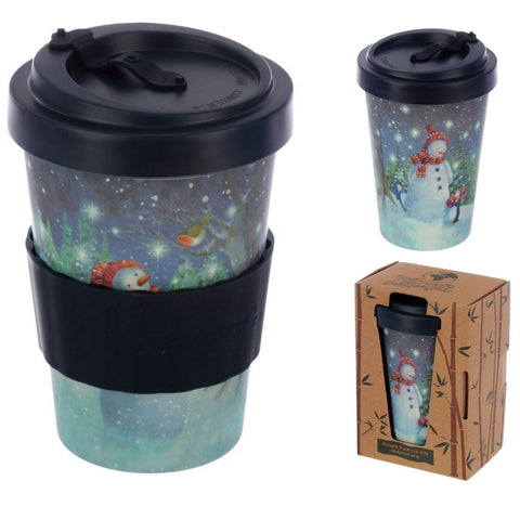 Eco Friendly Bamboo Travel Cup Snowman