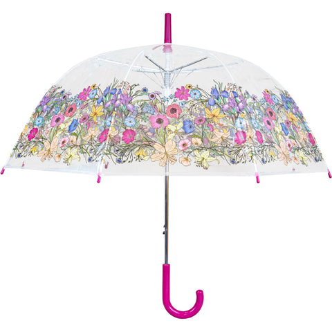 Ladies Umbrella Dome Floral Multi Pink