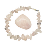 Rose Quartz Chip Bracelet and Crystal