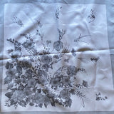 Ladies Vintage Scarf Shades of Grey Floral