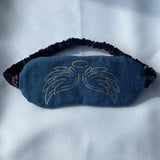 Denim Angel Wings Sleep Mask, Pouch and Crystals