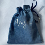 Denim Angel Wings Sleep Mask, Pouch and Crystals