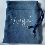 Denim Angel Wings Sleep Mask, Pouch and Crystals