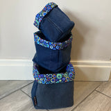Denim Storage Boxes Set of 3 Blue Rowan Fabric