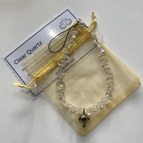 Clear Quartz Phone Strap Chip & Beads