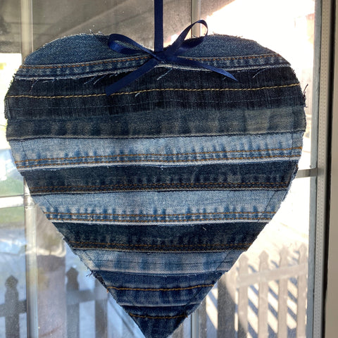 Decorative Denim Hanging Heart Decor (A)