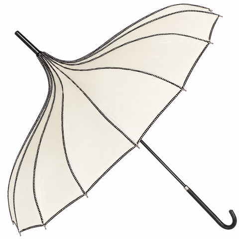 Ladies Umbrella Pagoda Ribbed Cream