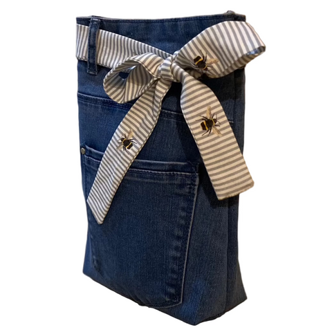 Upcycled Jeans Door Stop Bee Fabric Belt