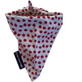 Fabric with strawberry pattern on a white background