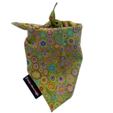 Floral patterned bandana with a brand tag on a white background