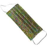 Fabric face mask with a colorful floral pattern on a white background