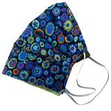 Blue patterned face mask on a white background