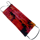 Fabric face mask with a colorful design on a white background