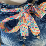 Upcycled Jeans Bag Multi Liberty Fabric Belt
