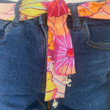 Upcycled Jeans Bag Multi Lotus Flower Fabric Belt