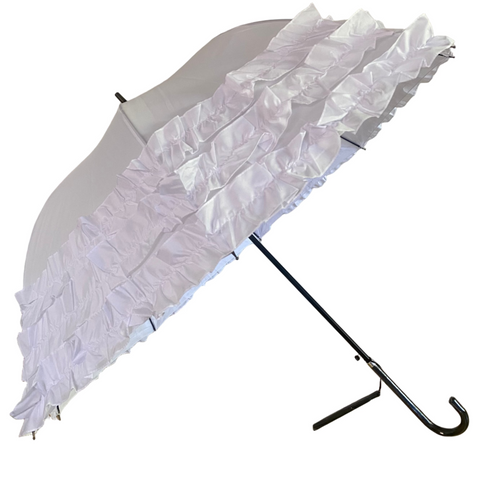 Walking Umbrella Pagoda Triple Frill White