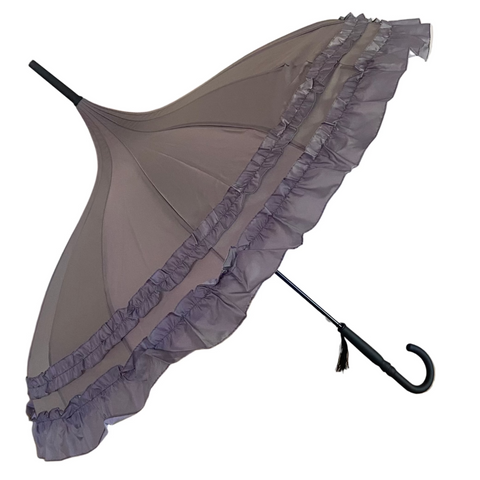 Walking Umbrella Pagoda Frilled Grey