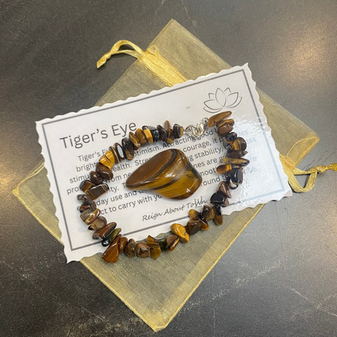 Tigers Eye Chip Bracelet and Crystal