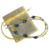 Glasses Chain Hematite and Yellow Beads