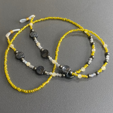 Glasses Chain Hematite and Yellow Beads