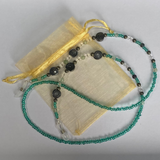 Glasses Chain Hematite and Green Beads