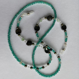 Glasses Chain Hematite and Green Beads