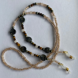 Glasses Chain Hematite and Brown Beads