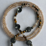 Glasses Chain Hematite and Brown Beads