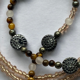 Glasses Chain Hematite and Brown Beads