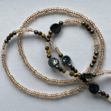 Glasses Chain Hematite and Brown Beads