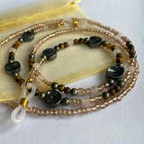 Glasses Chain Hematite and Brown Beads