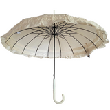 Walking Umbrella Pagoda Frilled Beige