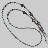 Glasses Chain Hematite Green Pink Beads