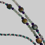 Glasses Chain Hematite Green Pink Beads