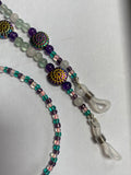 Glasses Chain Hematite Green Pink Beads