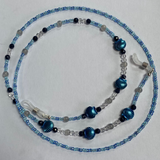 Glasses Chain Hematite and Blue Beads