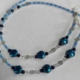 Glasses Chain Hematite and Blue Beads