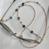 Glasses Chain Hematite and Pink Beads