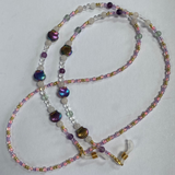 Glasses Chain Hematite and Pink Beads