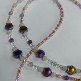 Glasses Chain Hematite and Pink Beads