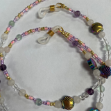 Glasses Chain Hematite and Pink Beads