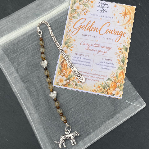 Handmade Tiger's Eye & Citrine Crystal Bookmark
