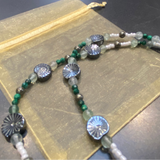 Glasses Chain Hematite and White Beads