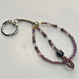 Crystal Buddha Keyring Hematite & Aubergine