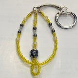 Crystal Buddha Keyring Hematite & Yellow