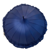 Walking Umbrella Pagoda Frilled Navy