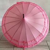 Ladies Umbrella Pagoda Frilled Pink